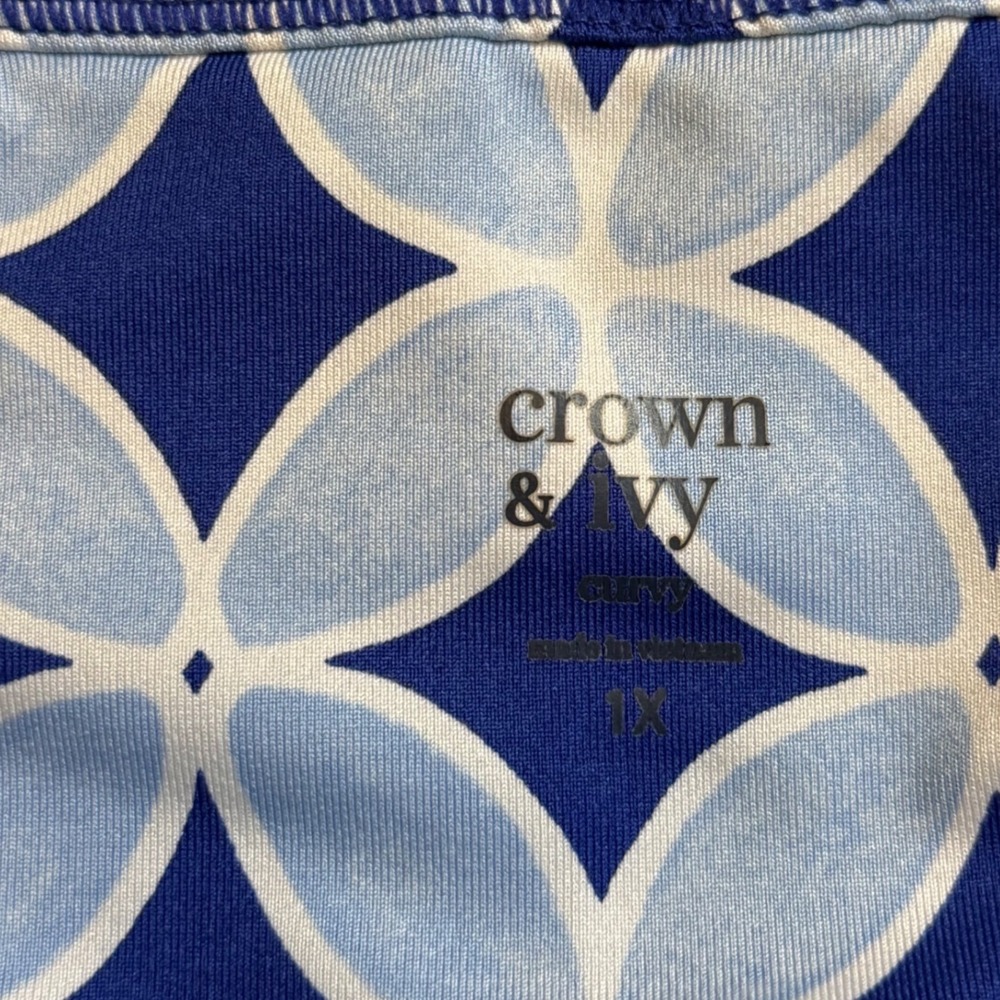 Crown & Ivy Curvy Geometric Activewear Leggings Plus Size 1X High Rise Workout - Picture 6 of 10